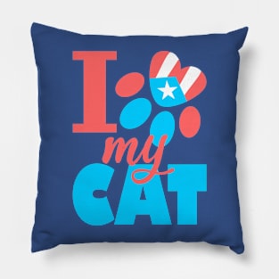 Puerto Rico I Love my Cat Flag Pet Paw Boricua Pillow