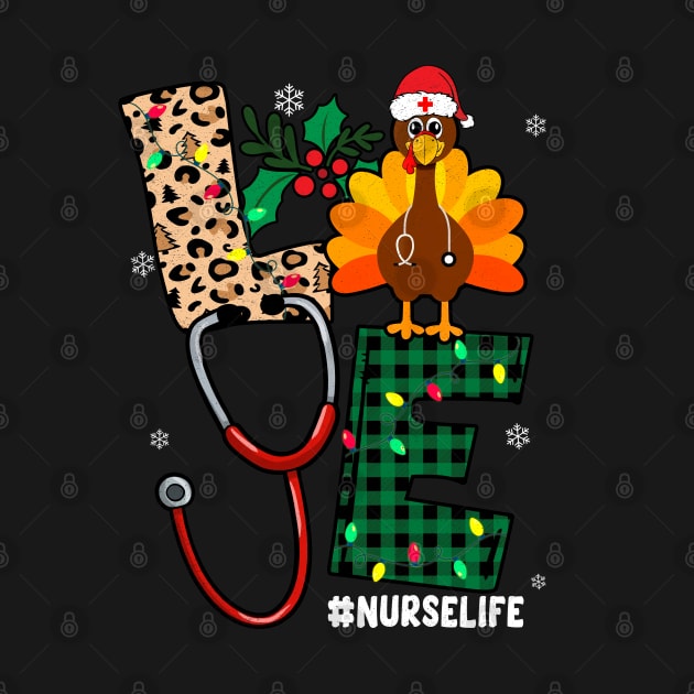 Leopard Plaid Christmas Nurse Life Thanksgiving Turkey Xmas by Sandra Holloman