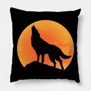 Orange moonlight wolf Pillow