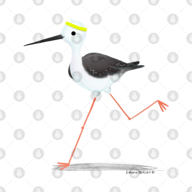 Black Winged Stilt Bird Marathonist by julianamotzko