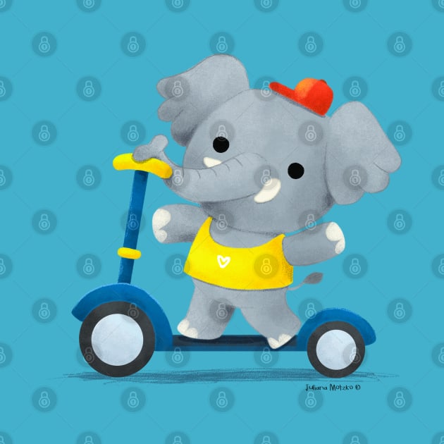 Elephant on Scooter by julianamotzko