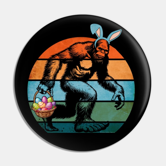 Funny Bigfoot with Easter Basket Bunny Ears Pin by Dibble Dabble Designs