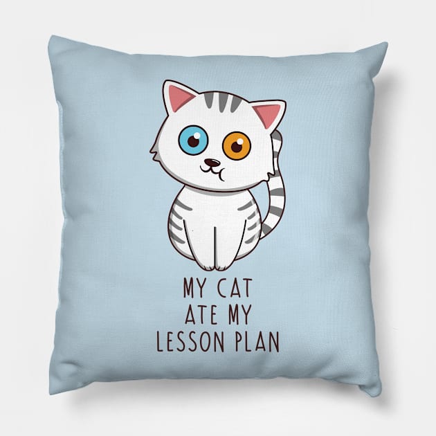 My Cat Ate My Lesson Plan Pillow by Luna Illustration