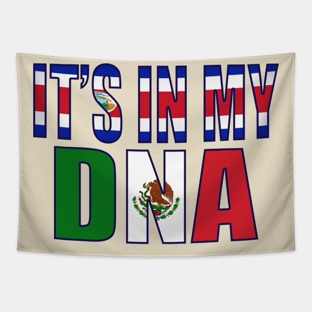 Mexican And Costa Rican DNA Mix Flag Heritage Gift Tapestry by Just Rep It!!