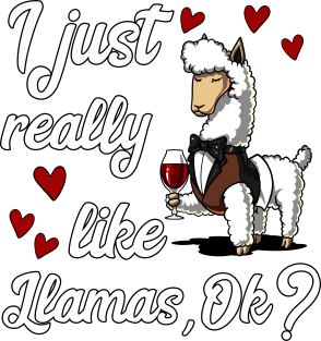 I Just Really Like Llamas Cute Alpaca Wine Party Magnet