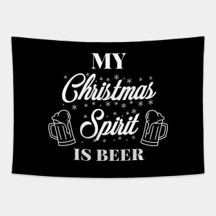 My Christmas spirit is whiskey, Funny Christmas pun, Alcohol holiday humour Tapestry