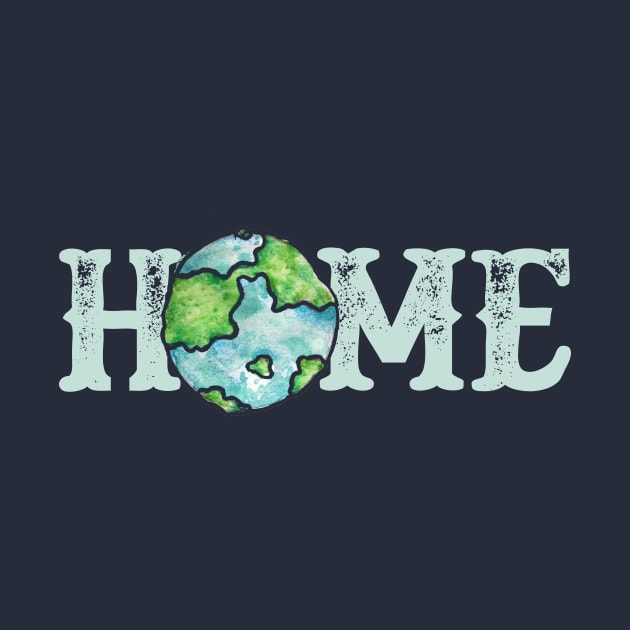 Earth Day Watercolor home is planet earth by bubbsnugg