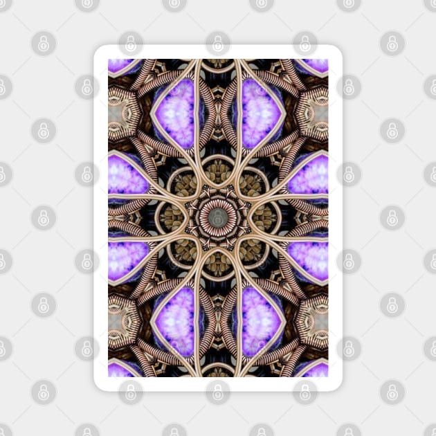 Gold Purple Mandala Magnet by Manafold