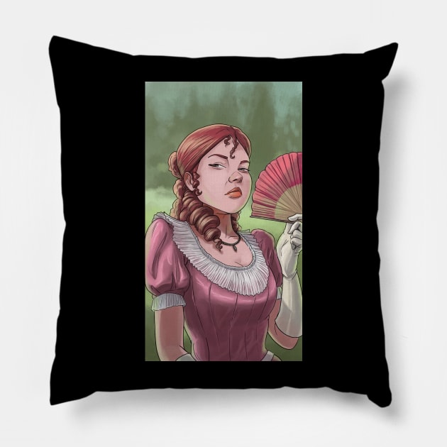 Pink 19th century girl Pillow by Whoana Keli