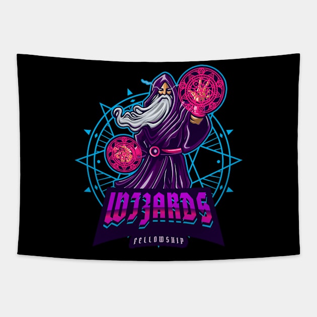 Wizards Fellowship Magic Tapestry by Tip Top Tee's