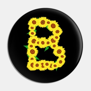 Sunflowers Initial Letter B (Black Background) Pin