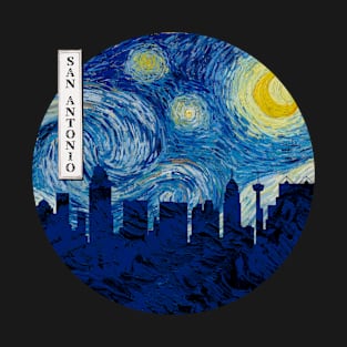 San Antonio Van Gogh Starry Night Circle T-Shirt