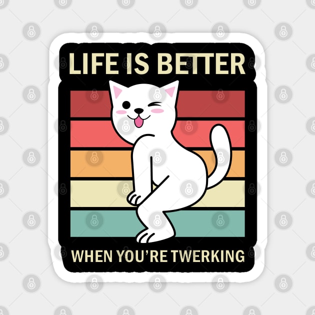 funny cat twerking, vintage Magnet by Nyambie