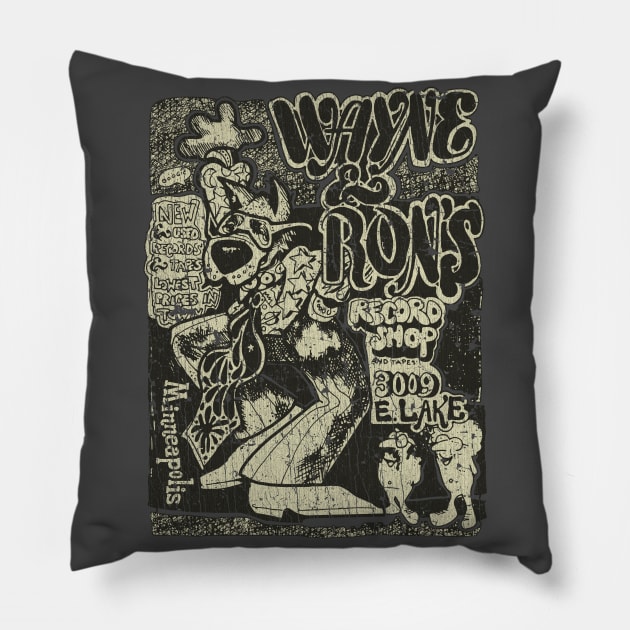 Wayne and Ron’s Record Shop 1971 Pillow by JCD666