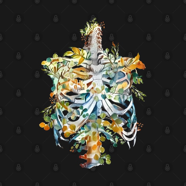 Floral human anatomy,  rib cage with flowers and leaves by Collagedream