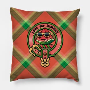 Watermelon Crest over Tartan Pillow