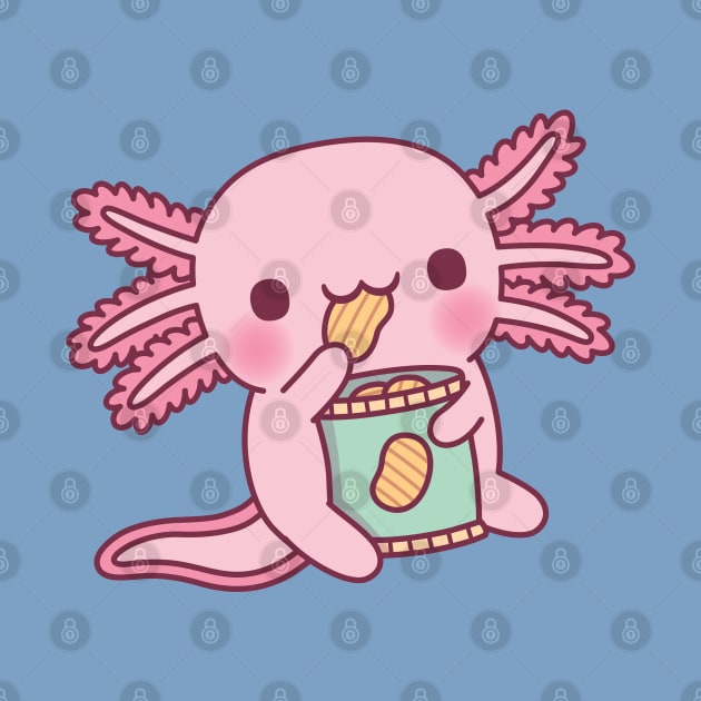 Cute Axolotl Eating Potato Chips by rustydoodle