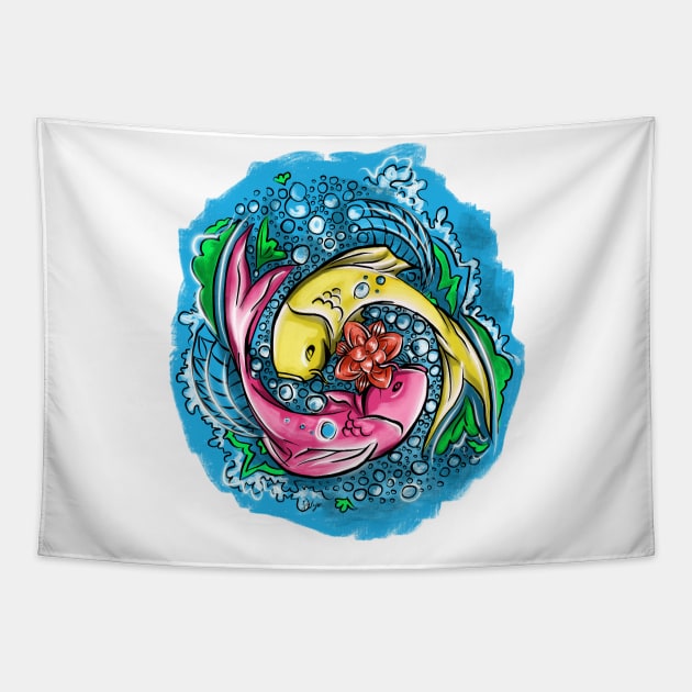 Hey fishy, fishy Tapestry by commuteartist