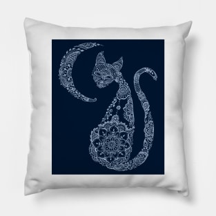 Cat and Moon - Silver Pillow