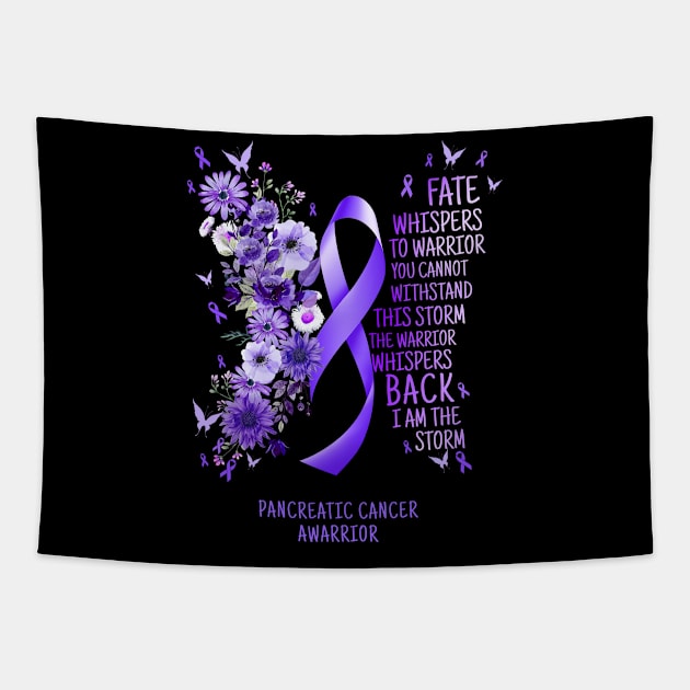 Pancreatic Cancer Warrior I Am The Storm Pancreatic Cancer Awareness Tapestry by AKIFOJWsk