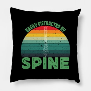 Easily Distracted by Spine Funny Chiropractic Therapist Pillow