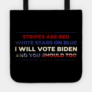 Vote Joe Biden - Roses are red meme vintage american flag | Anti Trump | USA election 2020 Tote