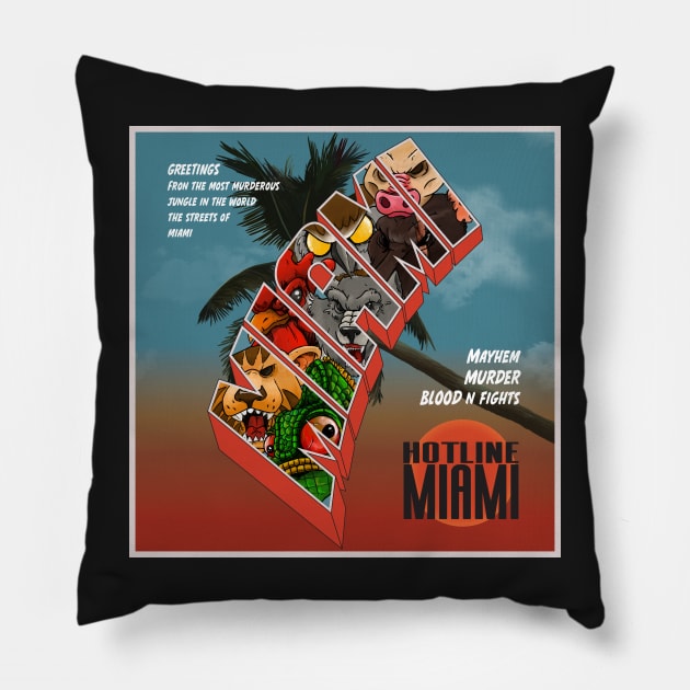 Hotline Miami Connection Pillow by Mansemat