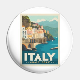 Italy Amalfi Coast Vintage Art Pin