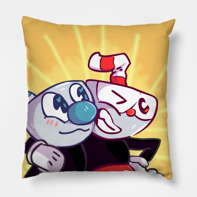 Cuphead and Mugman Pillow by sky665