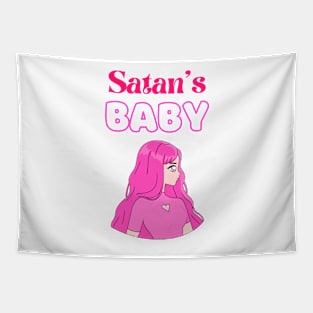 Satan's baby white background Tapestry