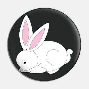 White bunny with pink ears doodle Pin