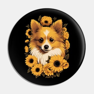 Dog Sunflowers Pin