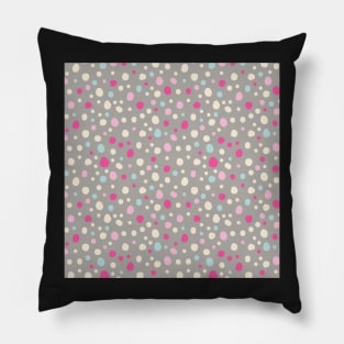 Grey and Pink Polka Dot Pillow