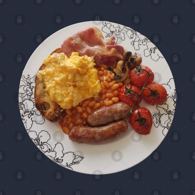 Food Eggs Bacon Mushroom Baked Beans Tomatoes Sausage Toast Cooked Breakfast Photo by ellenhenryart