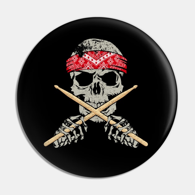 Skull and cross sticks drummers Pin by BOEC Gear