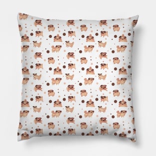 Watercolor Pug Pattern Pillow