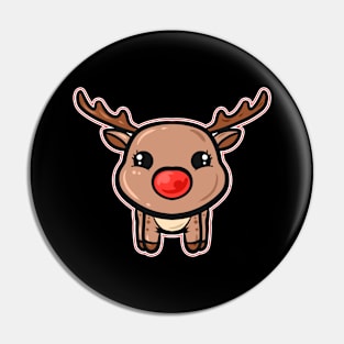 Kawaii Chibi Rudolph The Reindeer Red Nose Merry Christmas Pin