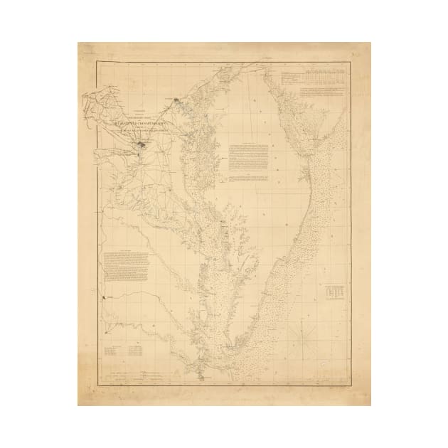 Old Chesapeake Bay Map (1855) Vintage Virginia & Maryland Nautical Chart by Bravuramedia