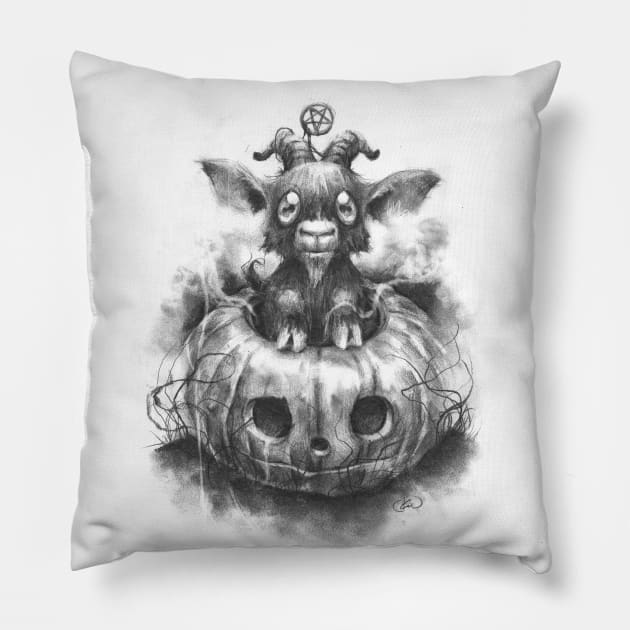 The Invite of Black Phillip Pillow by cwehrle