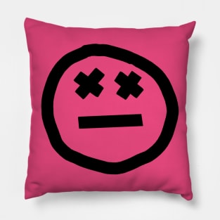 Round Face X Eyes Black Line Pillow