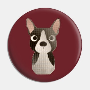 Boston Terrier Ugly Christmas Sweater Pin