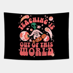 Teaching Is Out Of This World Skateboard Alien Halloen Tapestry