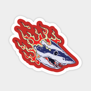 Burning Shark Tattoo Magnet