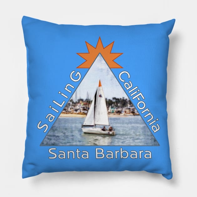 Sailing Santa Barbara California Pillow by 2HivelysArt