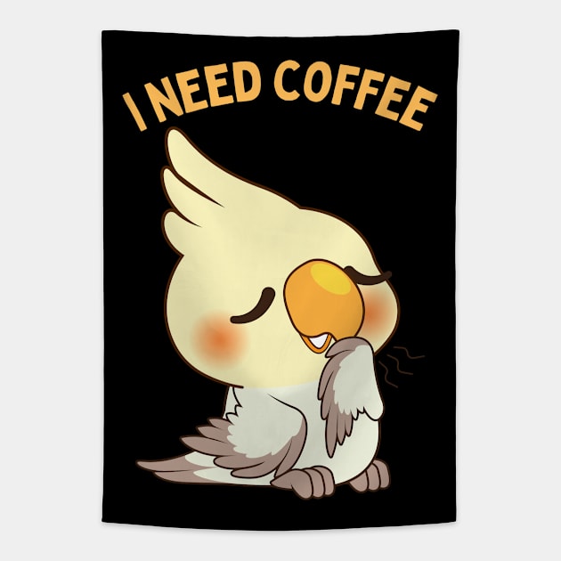 Sleepy bird I need coffee lover coffee addict This Girl Runs On Caffeine And Sarcasm Funny Tapestry by BoogieCreates