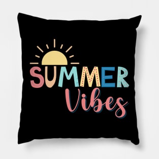 Colorful Summer Vibes Text with Sun Pillow