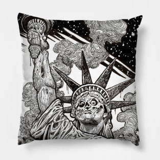Undead Statue of Liberty B+W Pillow