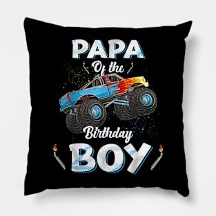 Papa Of The Birthday Boy Monster Truck Bday Men Dad Daddy Pillow