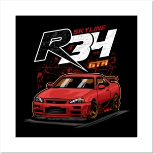 Poster for Sale mit Nissan Skyline GT-R R34 Lila von