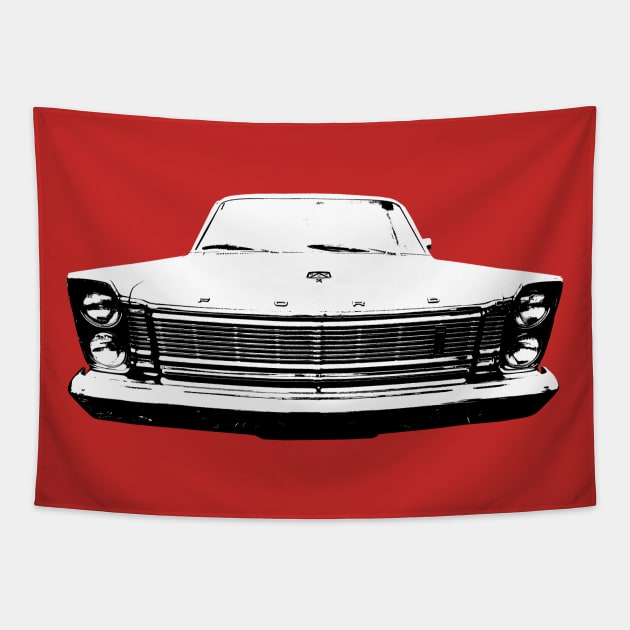 Ford Galaxie 1960s American classic car monoblock black/white Tapestry by soitwouldseem